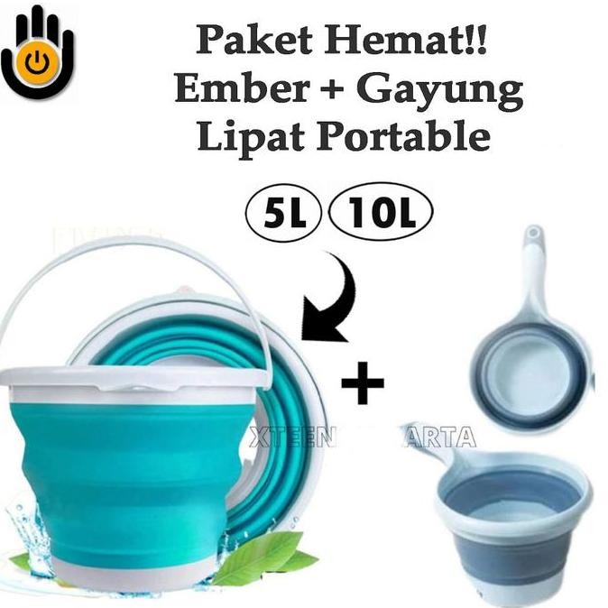 ember lipat portable + gayung lipat portable Ember gayung serbaguna 5 liter /10 liter LA