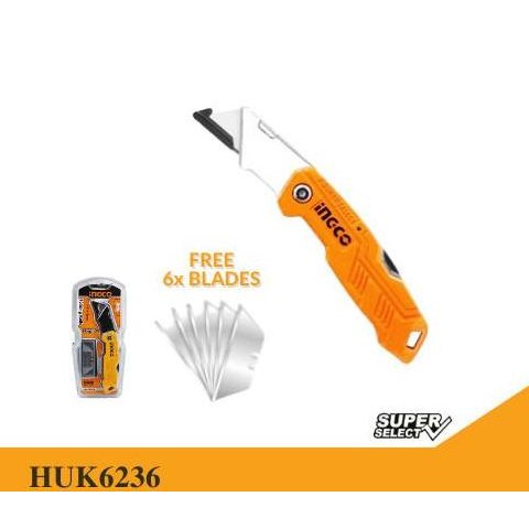 jhonxie- Ingco HUK6236 Pisau Lipat Gagang Aluminium Folding Knife Utility Cuter