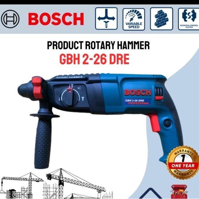 jhonxie- Mesin Bor Bobok Beton Tembok GBH 2-26 DRE Hammer Drill SDS 3 Fungsi 800W BOSCH dengan Mata 