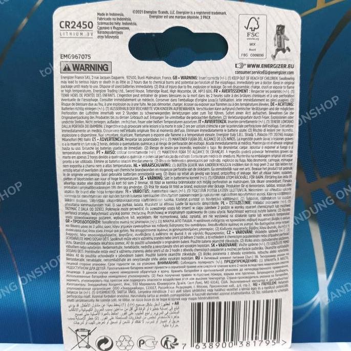 ENERGIZER CR2450 3V LITHIUM BATERAI BATRE 3V CR2450 ENERGIZER CR2450 3