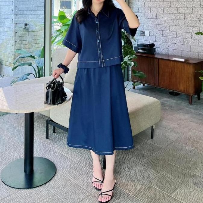 Setelan Wanita / Set Wanita Atasan Dan Rok Ld 120 Bahan Katun Poplin Premium