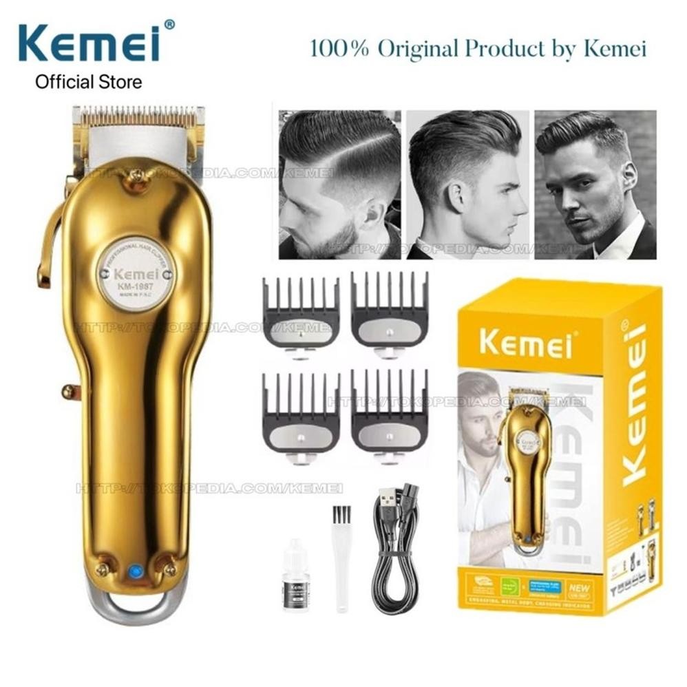 Kemei KM-1987 Alat Mesin Cukur Rambut Kemei Rechargeable Professional Metal Electric LCD KM1987