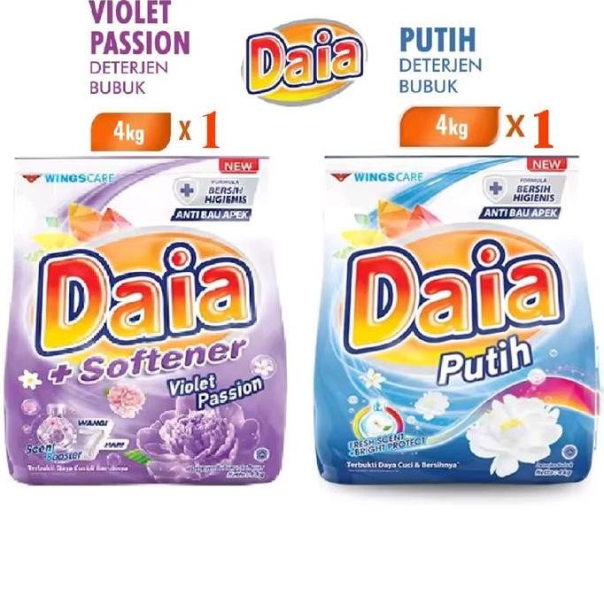 -Hifit3 [ISI 1] Daia Detergen VIOLET & PUTIH 4KG bubuk - Membersihkan Noda pada Pakaian dengan Efekt