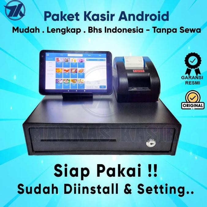 PAKET MESIN KASIR FULL SET LENGKAP ANDROID RESTO CAFE TOKO RETAIL SEGALA USAHA SOFTWARE PROGRAM KASI