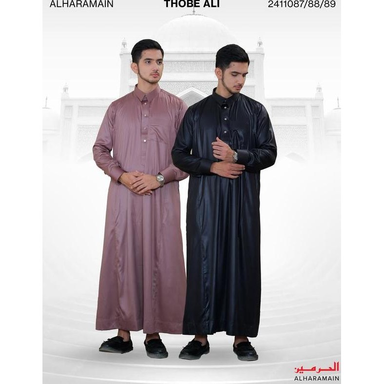 Al Haramain Series Polyester Thobe Ali Jubah Gamis Pria Remaja Dewasa 24118889 Coklat Coklat Tua U G