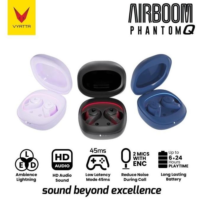 VYATTA AIRBOOM PHANTOM Q TWS BLUETOOTH HEADSET EARPHONE GAMING