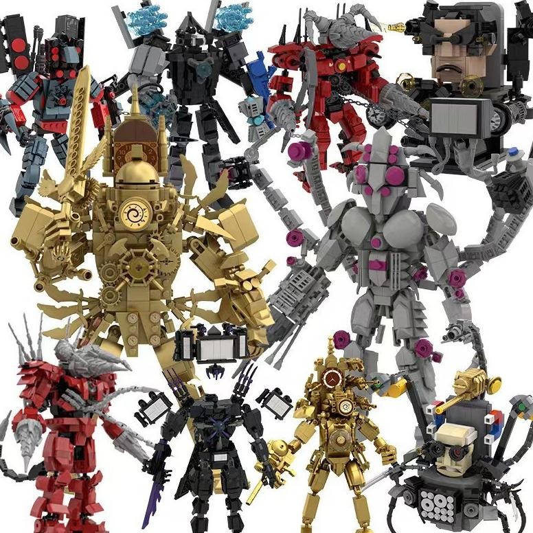 LR28SM UpgradeReady Stock CODMoc Skibidi Toilet Titan King Monitor Model Building Blocks Mainan LEGO