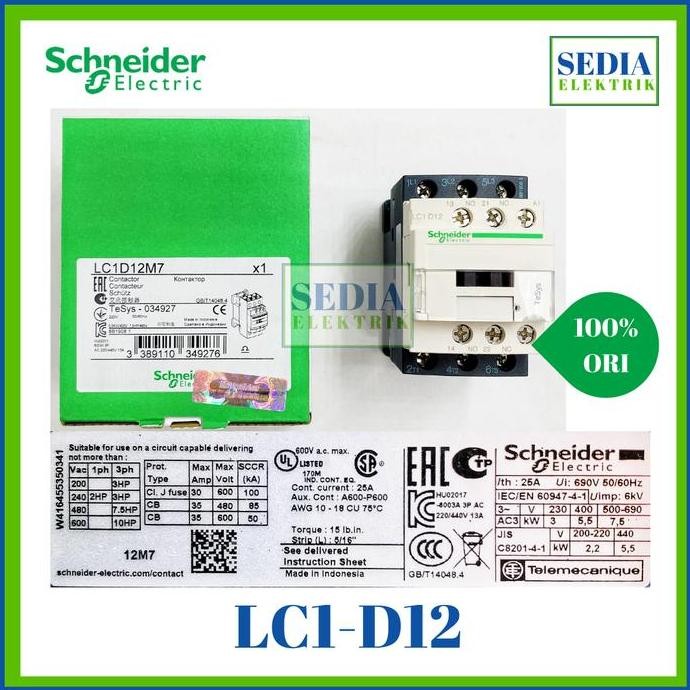 KONTAKTOR SCHNEIDER LC1D12M7 LC1 D12 LC1-D12