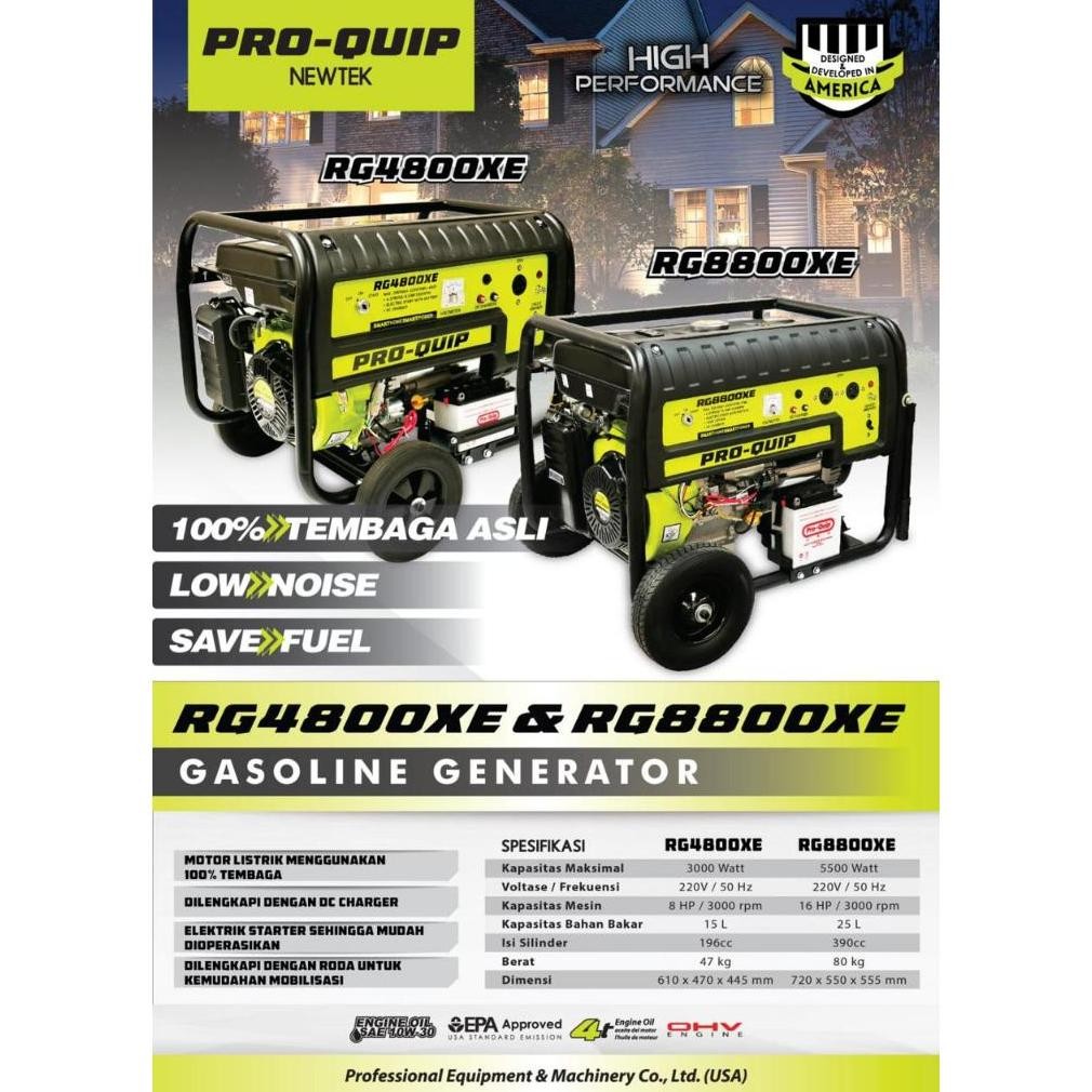 albertGokil Genset 5500Watt RG8800XE PROQUIP 4 Tak / Power Generator 4T 5500 Watt 5500W Gasoline Gen