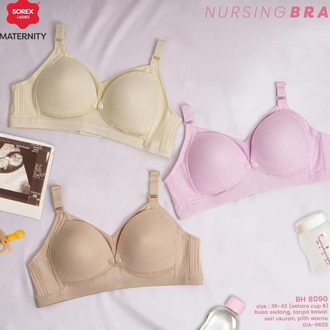 Promo Sorex Bra Menyusui Tanpa Kawat Full Cup B Kait 4 Bukaan Depan Katun Mix Nursing Bra Bh 8090 Co