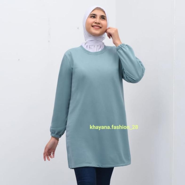 Kaos tunik wanita Lengan panjang kaos tunik lengan panjang POLOS