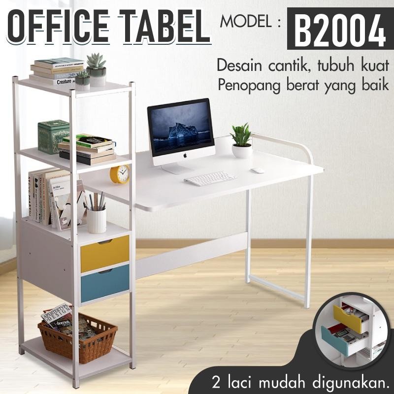 Meja Belajar Meja Kerja Kantor Komputer Laptop Office Table Minimalis White B2004S