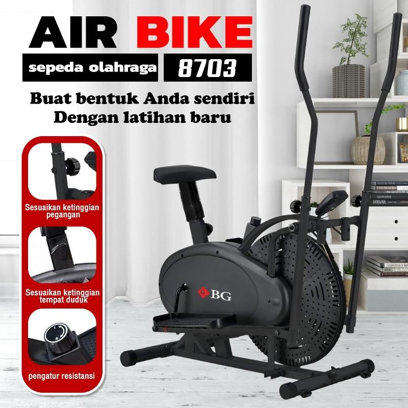 [Free 2 Hadiah] Sepeda Statis Orbitrack Platinum Elliptical Bike Sepeda Gym Fitness Air Bike Model 8
