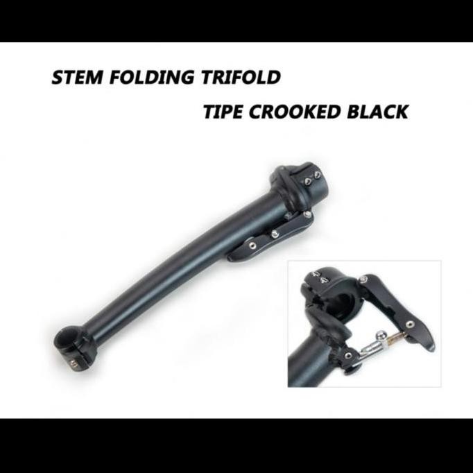 handlepost sepeda lipat lengkung 37cm trifold