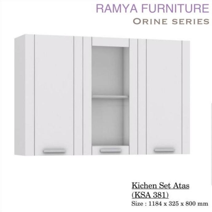 Kitchen set lemari dapur atas putih 3 pintu minimalis kaca BANDUNG