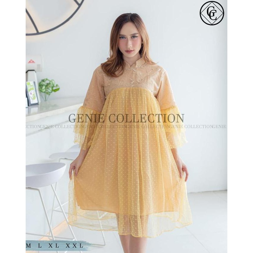 Promo Dress Tutu Polkadot Mix Tile - Dress Pesta - Dress Bumil Cod