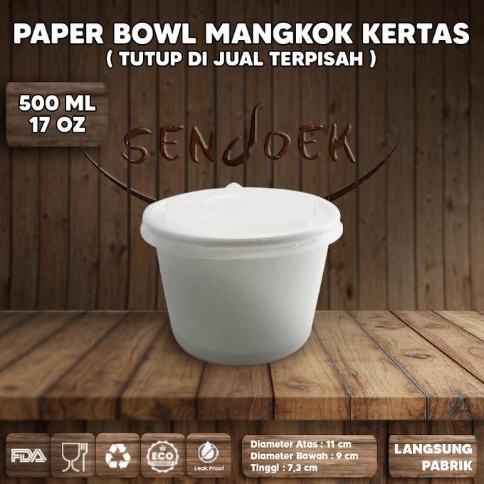 PAPER BOWL + TUTUP ALL SIZE | PAPER RICE BOWL | MANGKUK KERTAS PUTIH