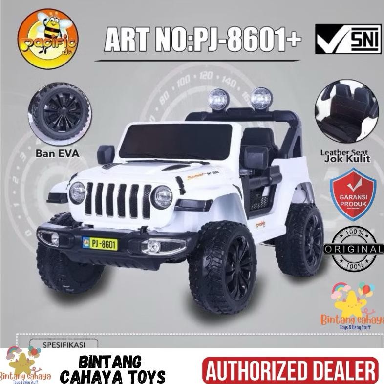 (FREE KARPET ALAS KAKI) Mobil Aki Anak Pacific PJ 8601+ Ban Karet mobilan listrik Ukuran besar