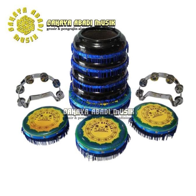 rebana 1 set lengkap lengkap/komplit alat kasidah rebana rumbai - Alat kasidah rebana 1 set Anak ALU