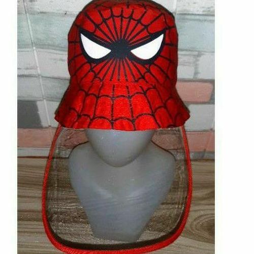Premium Topi Face Shield Anak Bucket Spiderman Merah Promo