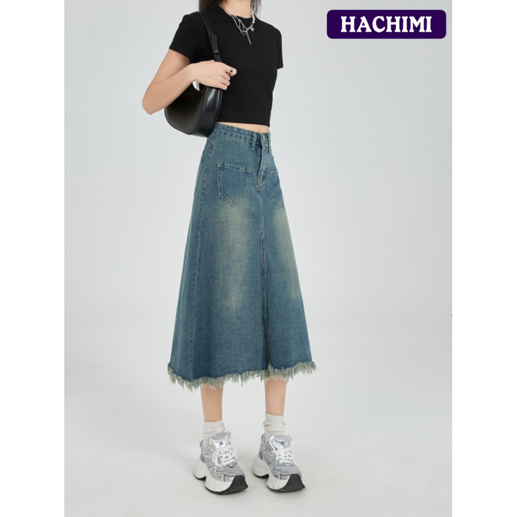 Hachimi Rok Denim Wanita Fashion / Rok Fishtail Wanita / Rok Korea Denim / Rok Panjang Wanita / Rok 