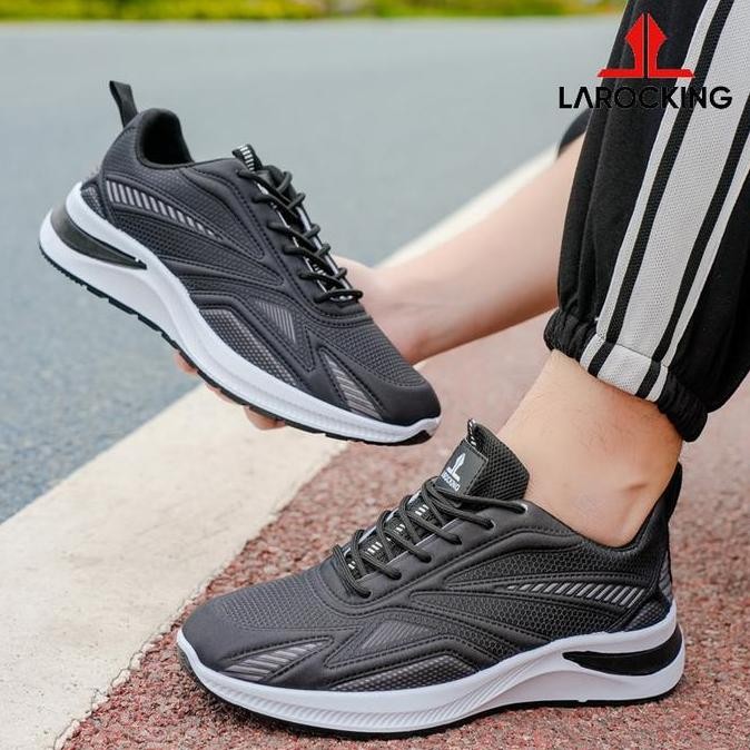 Larocking - Vega Hitam Abu | Sepatu Running Gym Shoes Abu Outdoor
