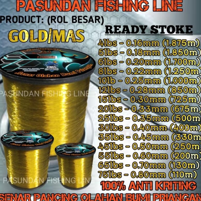 SENAR PANCING PASUNDAN WARNA Gold/kuning mas (ROL BESAR) SENAR PANCING OLAHAN SIAP PAKAI_ANTI KRITIN