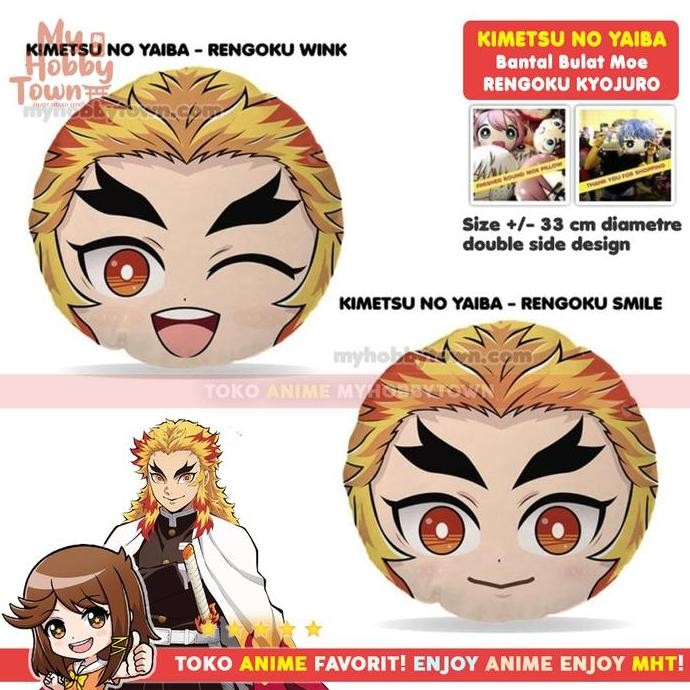 Bantal Bulat Kimetsu no Yaiba : Rengoku Kyojuro Plushie Plush Doll