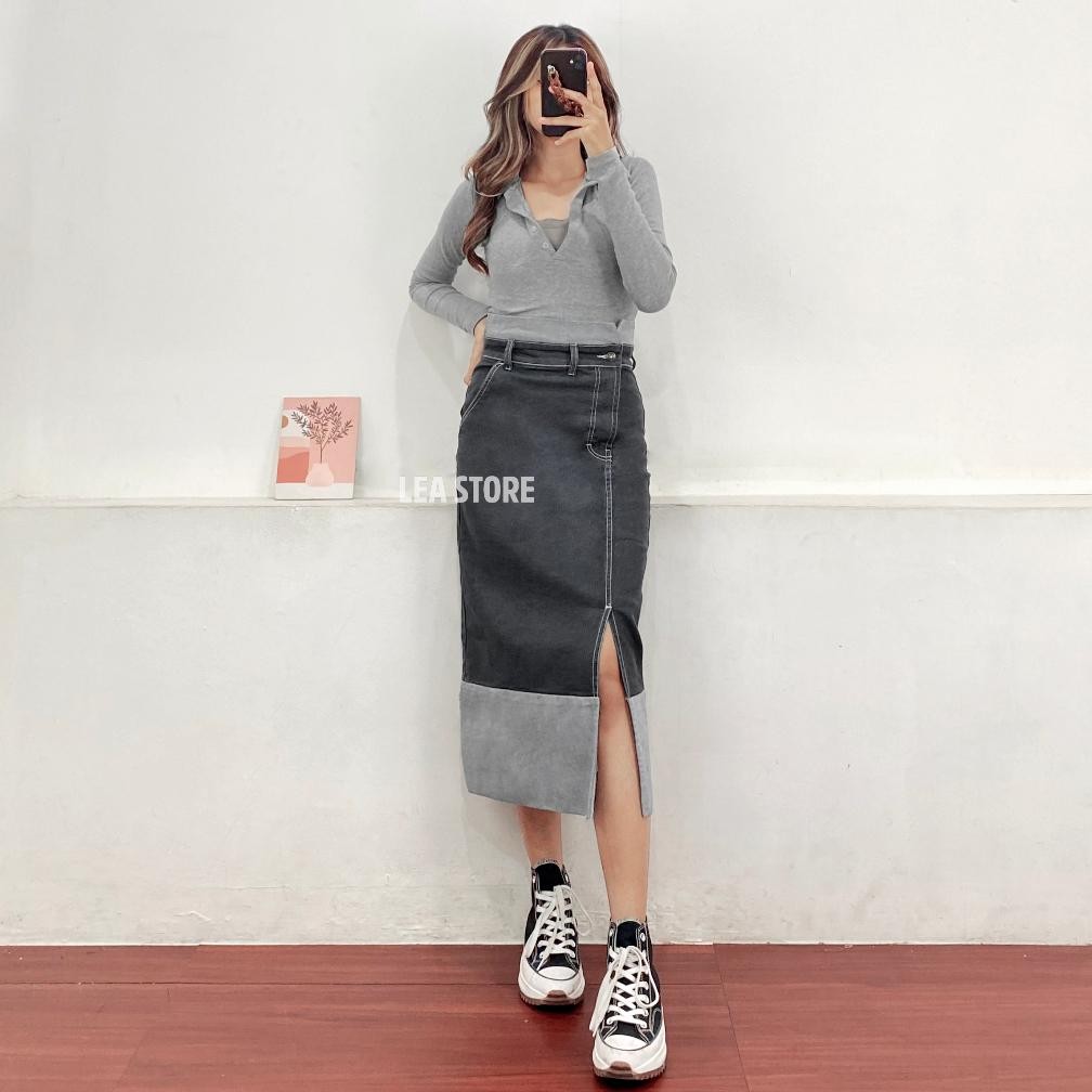 Sale Erza Skirt Jeans / Rok Jeans Highwaist Wanita / Lea Store He-87