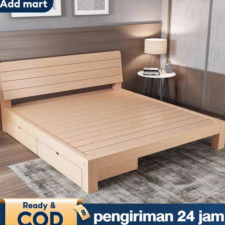 BELERAINTE- Ranjang Dipan Lantai Kayu Divan Tempat Tidur Dipan Sandaran Tempat Tidur Kayu Asli Dipan