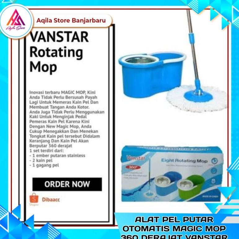 Pel Mop Putar Otomatis Vanstar / Alat Pel Putar Otomatis Magic Mop Stainless 360 Ha
