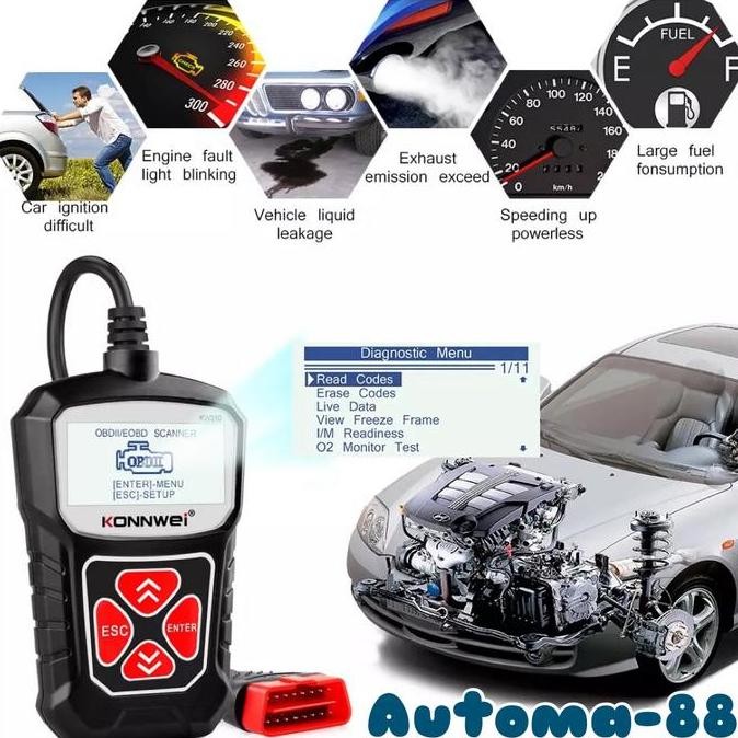 KAORU- OBDII OBD2 OBD-2 OBD-II EOBD Car CAN Scanner ECU Mobil KONNWEI KW310