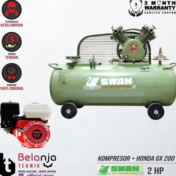 WONDERWEISS- Swan Mesin Kompresor Angin 2 Hp Honda Gx 200 Thailand 6.5 Hp
