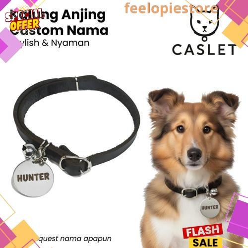 Big Promo Kalung Anjing  Custom Nama Liontin Metal Kulit Premium