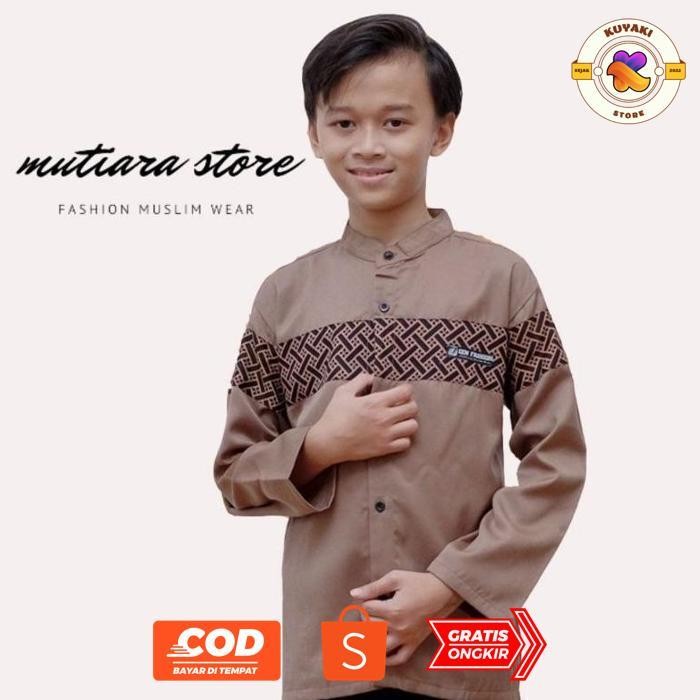 uk-12 ryu-56 Koko anak / koko anak tanggung pria lengan panjang / koko  anak hadroh el rumi Viral Pr