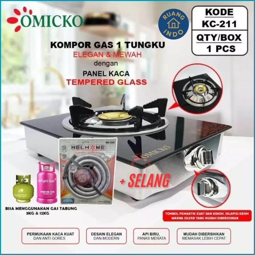 Kompor Gas Stainless Omicko / Kompor Gas 1 Tungku Stainless & Kaca