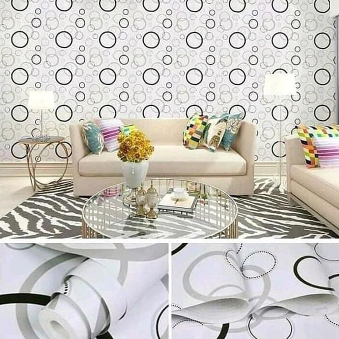 DS8 >> Wallpaper Dinding Polkadot Hitam Putih Pvc