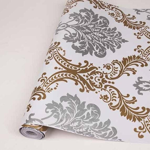 DR321>> Wallpaper Dinding 10 m 10 meter 45 cm x 10 m MOTIF BATIK SALUR BATIK EMAS GARIS