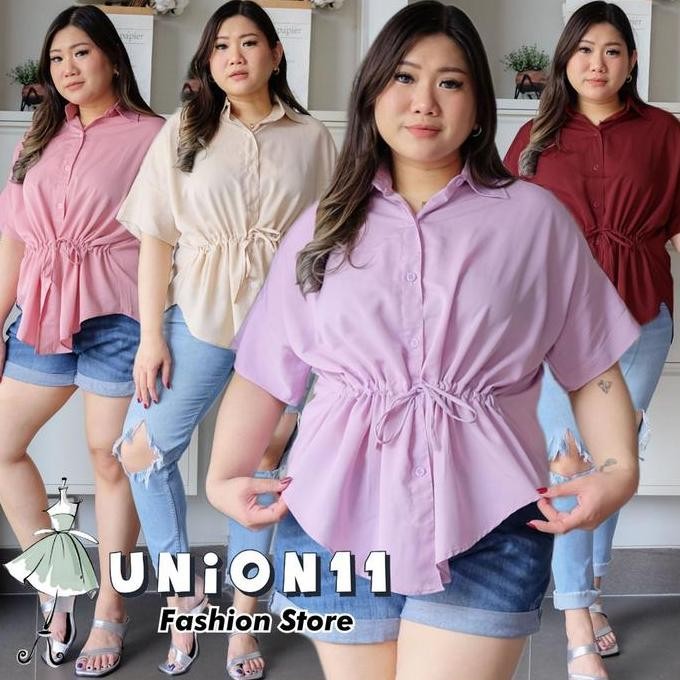 Promo Union11 - Blus Atasan Kerja Wanita Jumbo Serut Casual Xxxl Ld 130 / Serut Pinggang Elmo COD