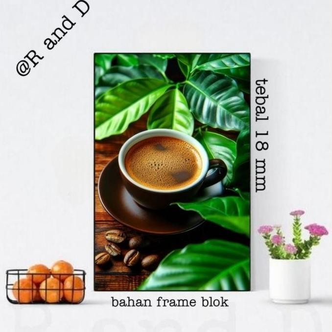 DF225>> Hiasan dinding cafe gambar kopi ukuran 47x31, Dekorasi dinding dapur tema kopi hitam ukuran 
