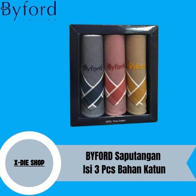 Saputangan Byford Isi 3 Pcs Katun Sapu Tangan Handkerchiefs X09
