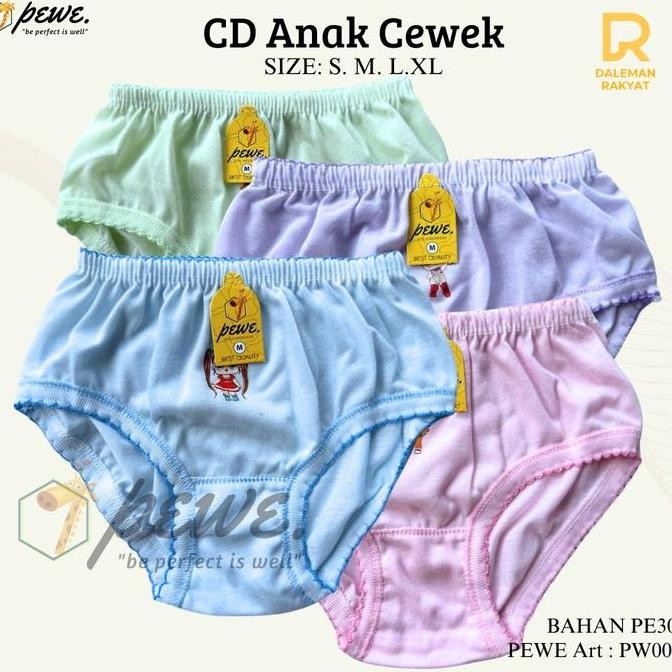 DB222 }} 6/12 Pcs CD Anak Cewek Polos Warna - Celana Dalam Anak Perempuan Usia 5-7 Tahun Bahan Katun
