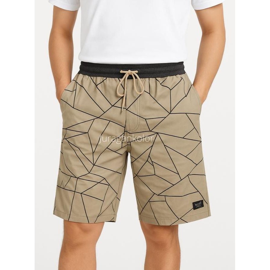 Promo Celana Pendek Pria Dewasa Motif Abstrak Chino Cowok Short Pants Rib COD