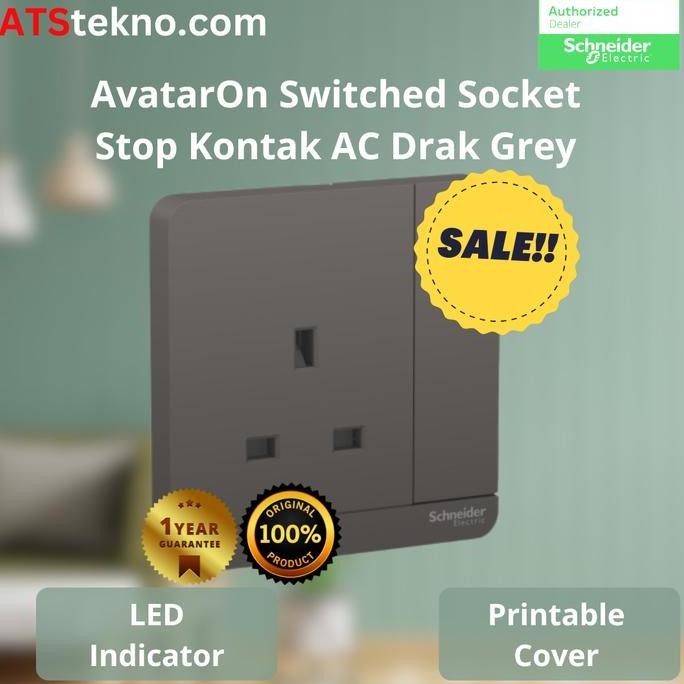 Schneider Avatar On Stop Kontak Ac Dark Grey