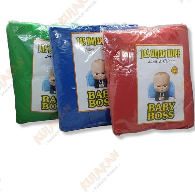 COD Jas Hujan Setelan Plastik HDPE Jaket Celana Baby Boss Tebal Murah
