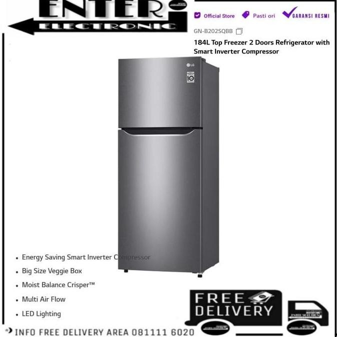 LG GNB202SQIB - KULKAS LEMARI ES 2 PINTU SMART INVERTER LG GN B200SQIB