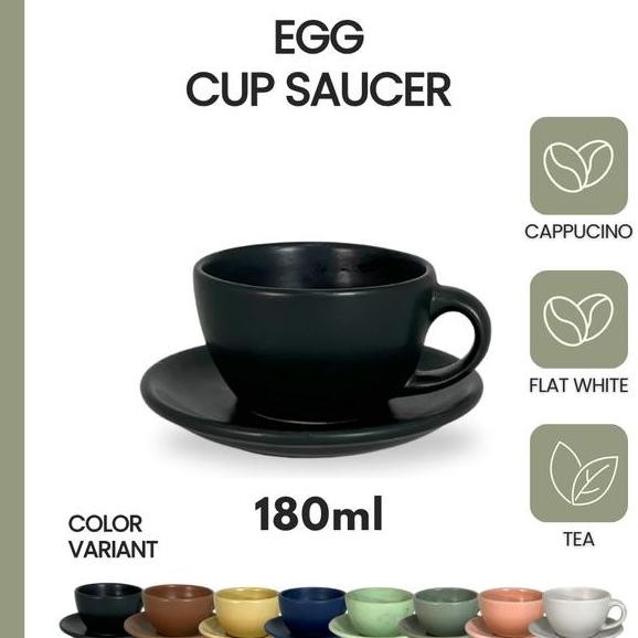Sero Cappucino Egg Cup Saucer 180 Ml Cangkir Kopi Keramik Cappucino Coffee