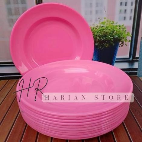 Set Pink Isi 6 Pcs 3 Piring Melamin 3 Mangkuk Melamin Persegi Tebal