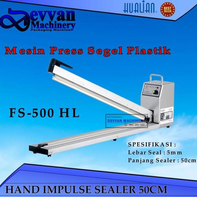 Lebar Sealer 5Mm Hand Sealer Perekat Plastik 50Cm Hand Impulse Sealer Fs-500 H