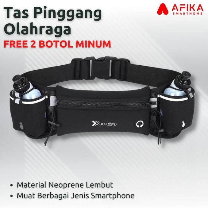 Premium Tas Pinggang Olahraga Pria Wanita Gratis 2 Botol Minum Promo